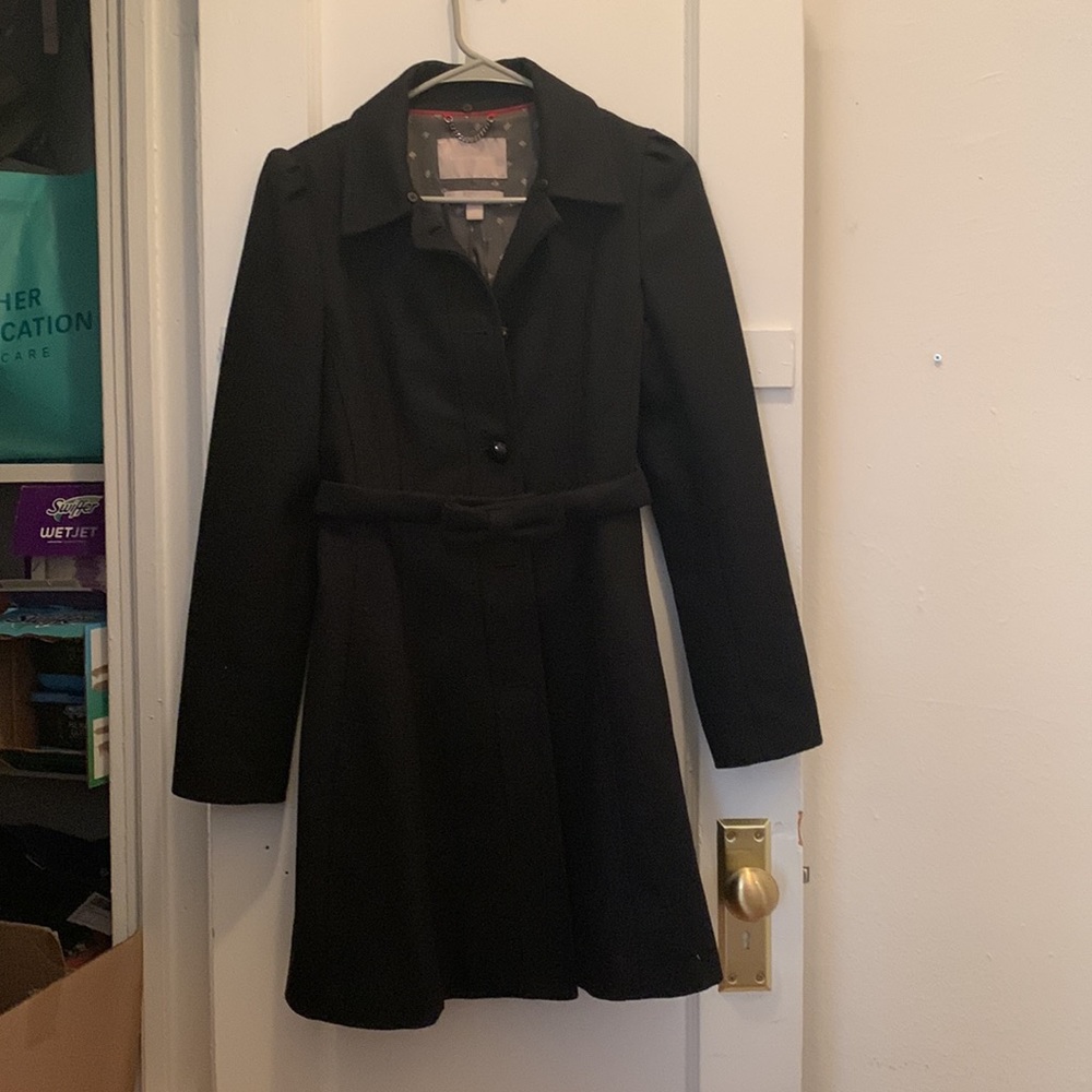 Black Banana Republic Italian Wool Bow Belt Coat - XS